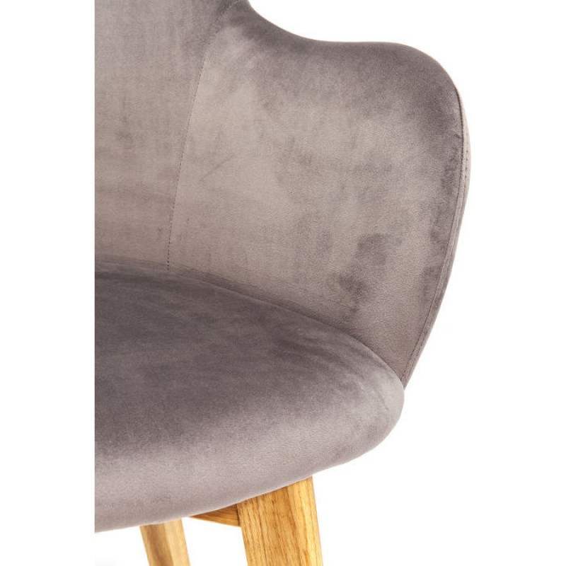 Chair with Armrest Lady Velvet Grey